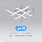 Modern Living Room LED Ceiling Light 24W 3-Color Variable Curved Design