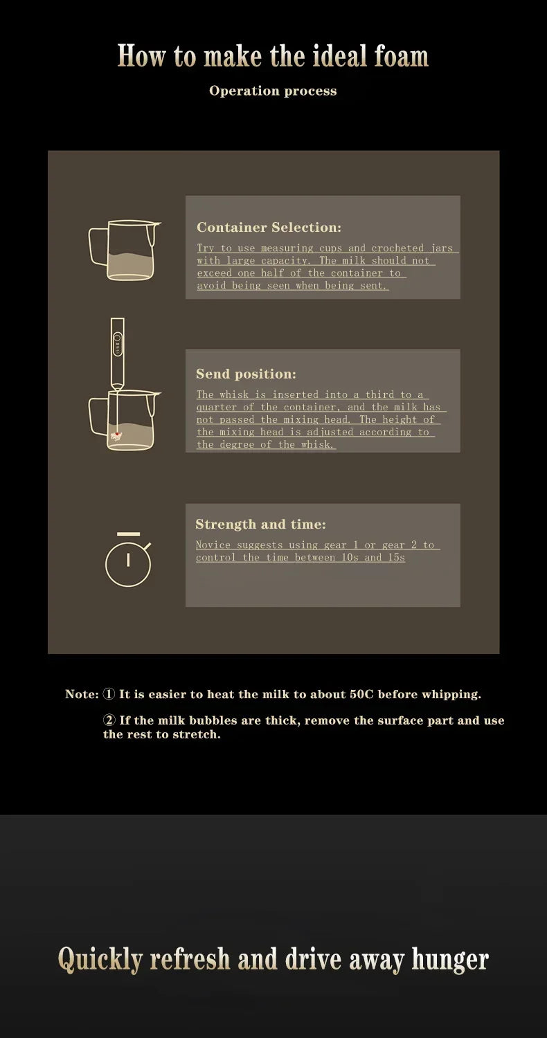 USB Electric Milk Frother – 3-Speed Coffee Foam Maker