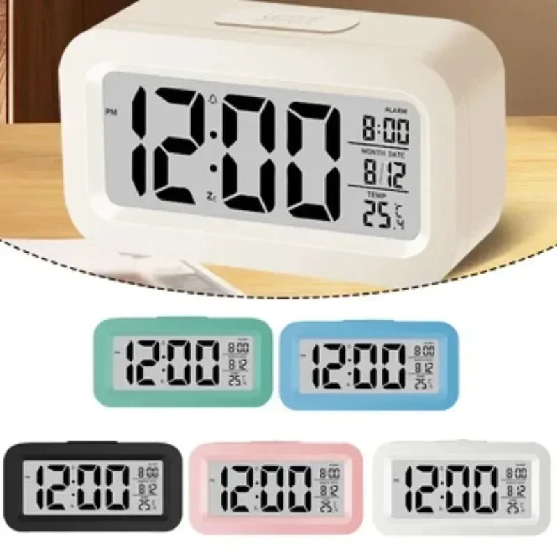 Digital clock with multiple color options displayed on a white background
