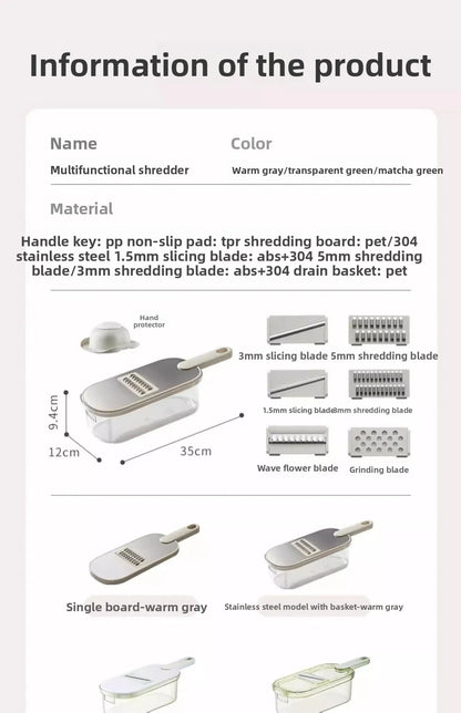 Household kitchen multi-functional slicing and shearing integrated vegetable cutting artifact