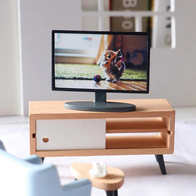 Simulation Miniature Furniture Dollhouse Living Room TV Decoration Kid Gift