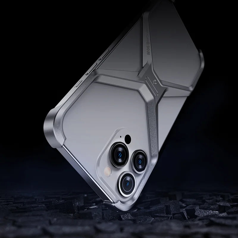 For IPHON 16 Promax Metal Rimless Phone Case For iPhone 13 12 14 15 16 Pro Max Aluminum Removable Heat Dissipation Armor Cover