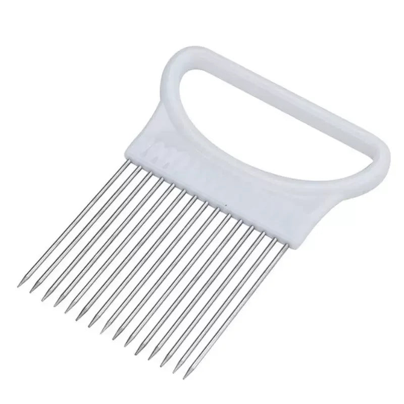Stainless Steel Onion Slicer & Holder – Safe Kitchen Tool