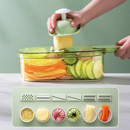 Household kitchen multi-functional slicing and shearing integrated vegetable cutting artifact