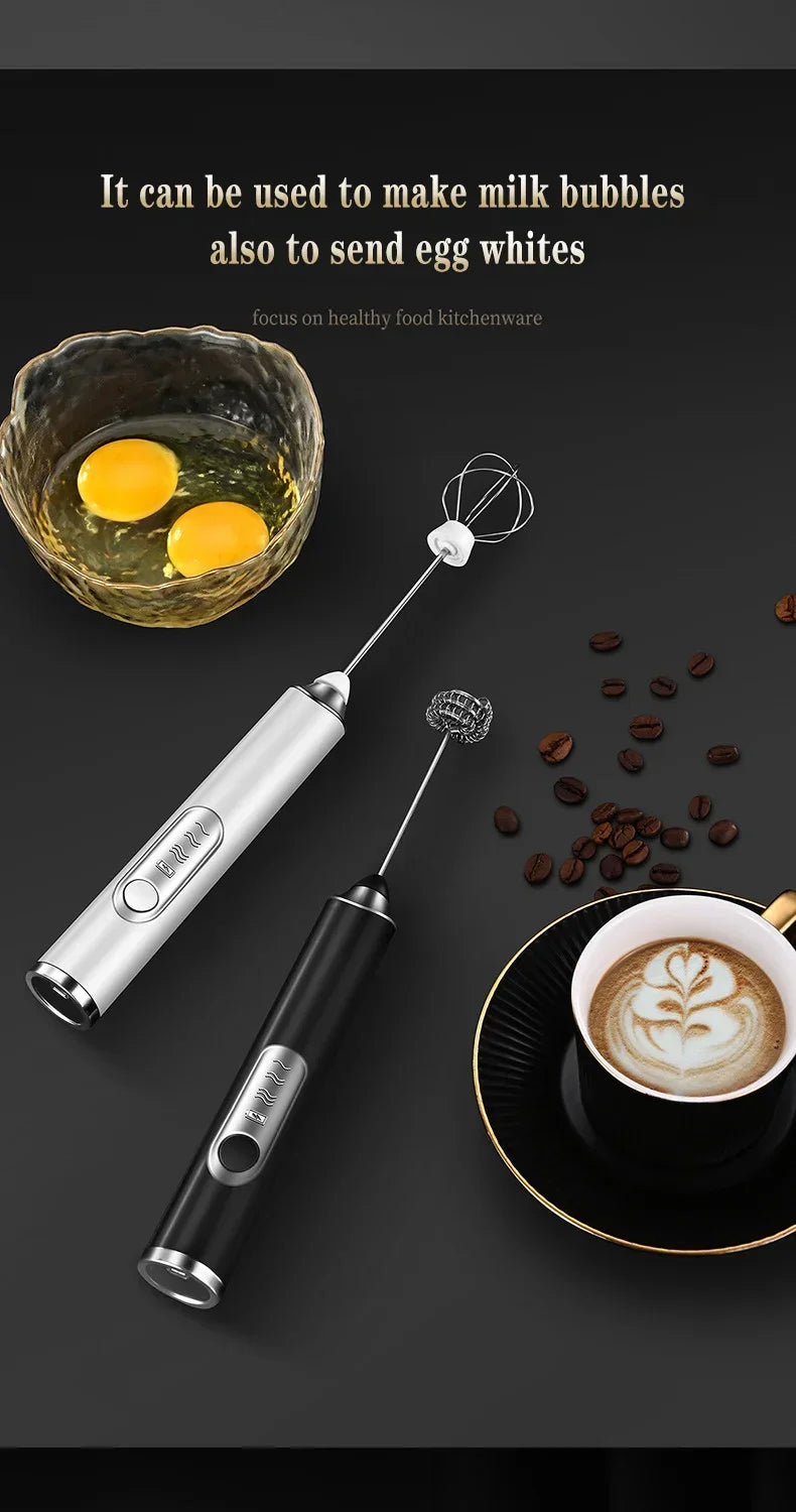 Cordless Electric Milk Frother Mini Coffee Egg Beater Kitchen Gadget