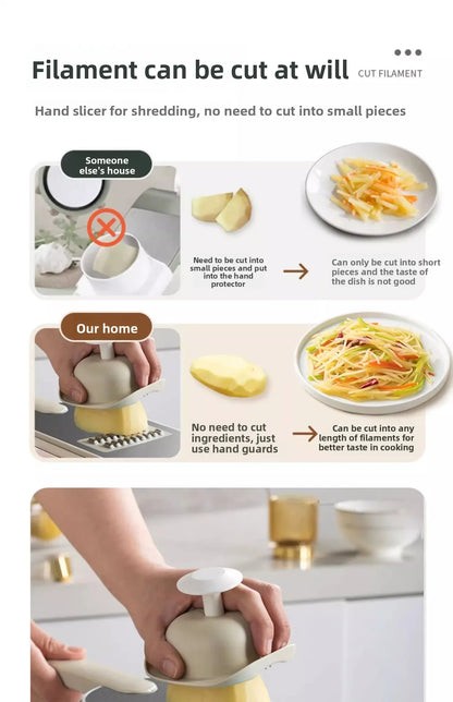 Household kitchen multi-functional slicing and shearing integrated vegetable cutting artifact