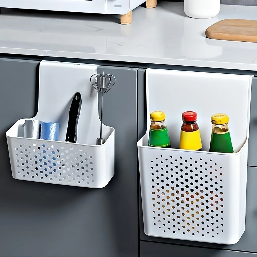 Kitchen Cabinet Door Interior Storage Shelf Hanging Hook Basket Organizer