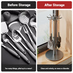 Kitchen Utensil Stand Rotating Storage Hanger with 8 Hooks Countertop Organizer