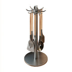 Kitchen Utensil Stand Rotating Storage Hanger with 8 Hooks Countertop Organizer