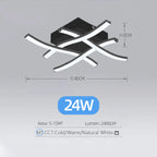 Modern Living Room LED Ceiling Light 24W 3-Color Variable Curved Design