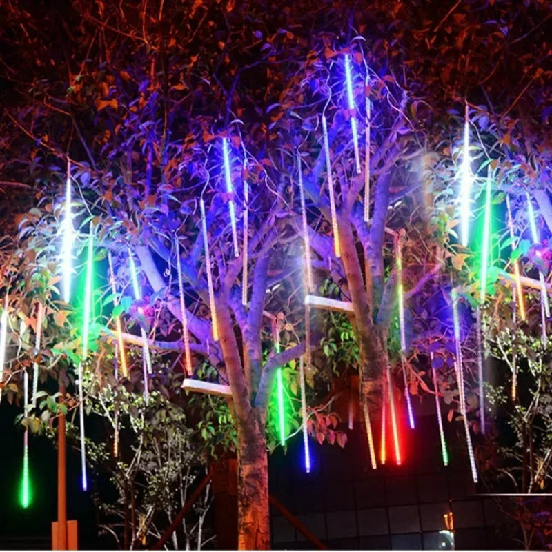 Waterproof Meteor Shower LED String Lights – Outdoor Decor