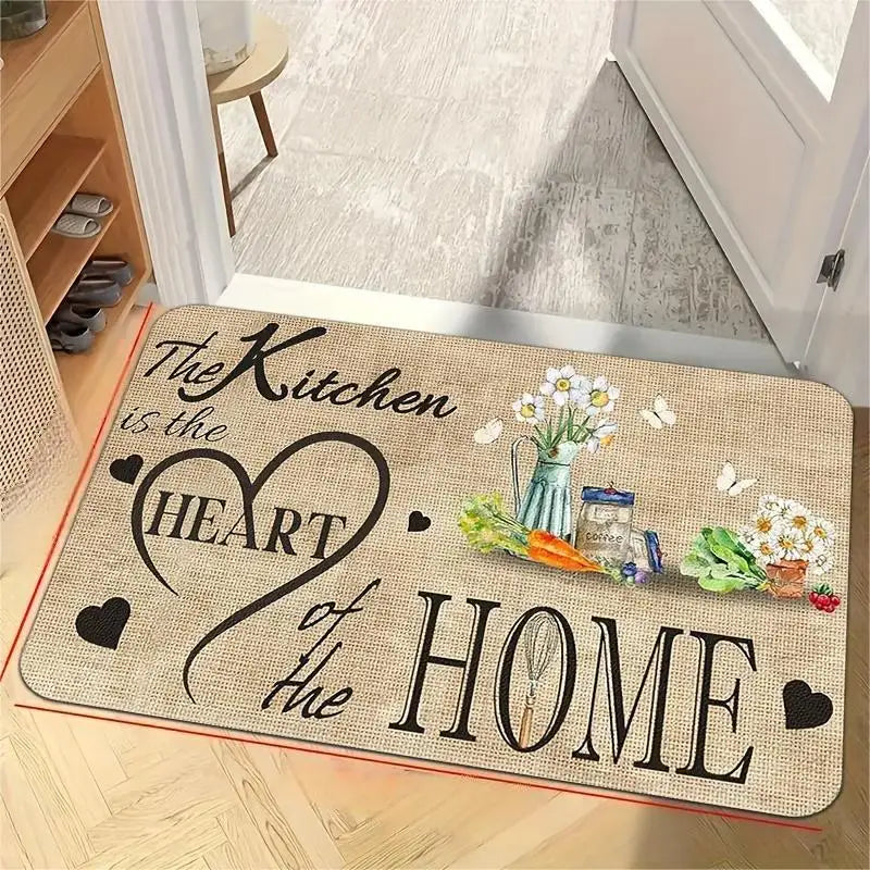 Kitchen Heart Carpet Home Quote Pattern Mat Stylish Area Rug for Kitchen Dining Room