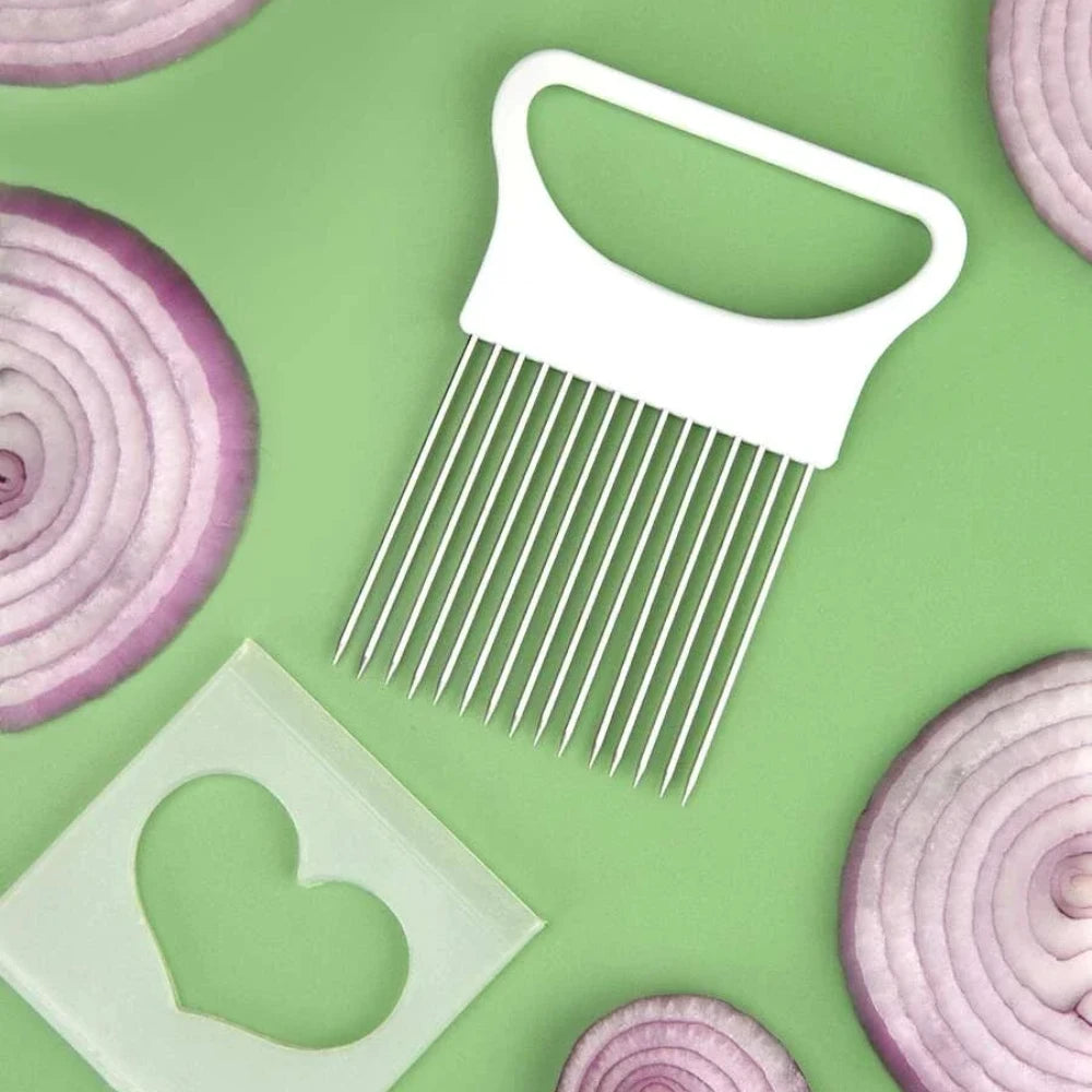 Stainless Steel Onion Slicer & Holder – Safe Kitchen Tool