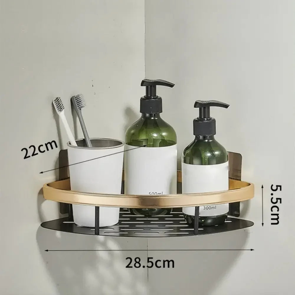 No-Drill Wall Corner Shelf – Bathroom Storage Organizer