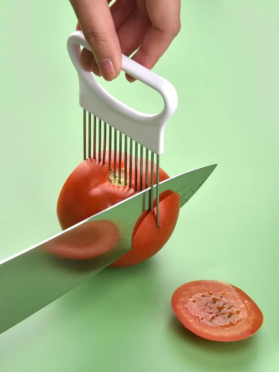 Stainless Steel Onion Slicer & Holder – Safe Kitchen Tool