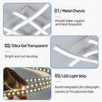 Modern Living Room LED Ceiling Light 24W 3-Color Variable Curved Design