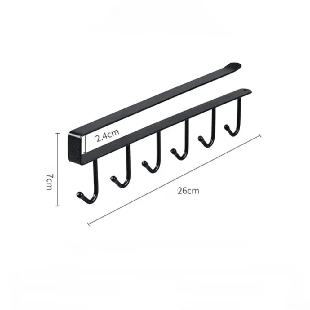 Cabinet Storage Hook – 6-Hook Kitchen & Wardrobe Organizer