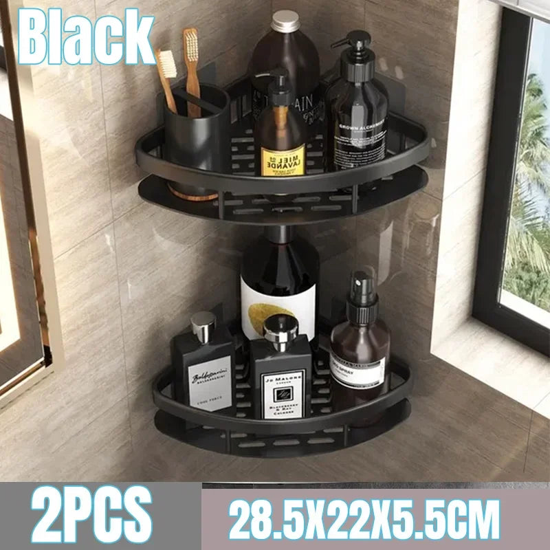 No-Drill Wall Corner Shelf – Bathroom Storage Organizer