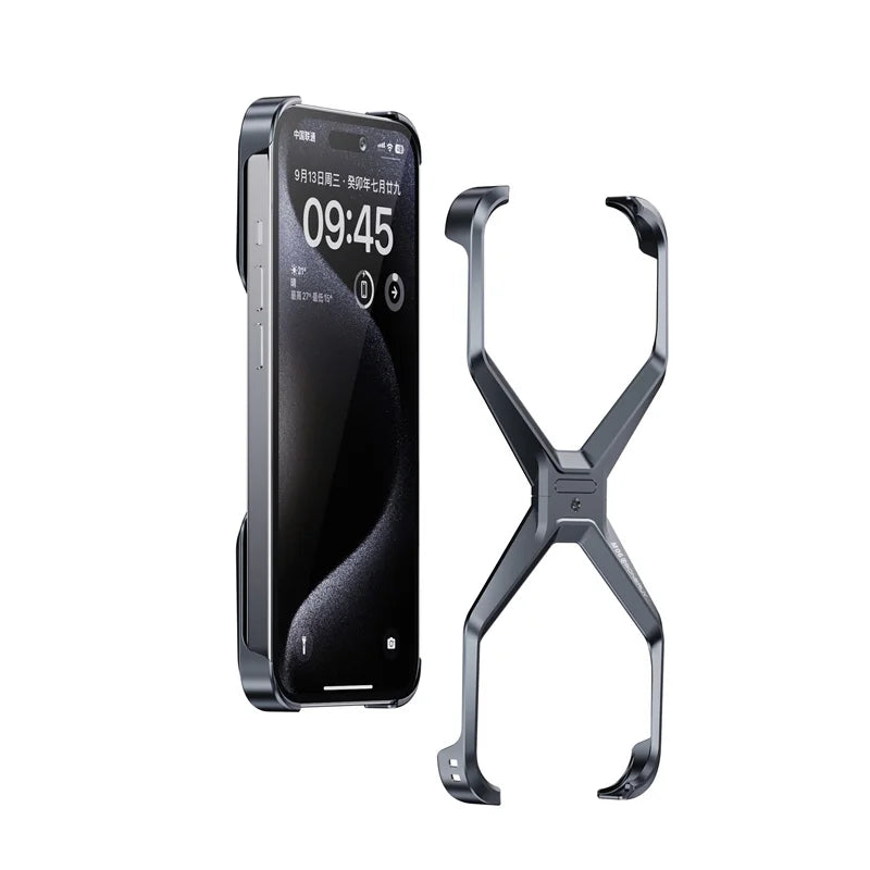 For IPHON 16 Promax Metal Rimless Phone Case For iPhone 13 12 14 15 16 Pro Max Aluminum Removable Heat Dissipation Armor Cover