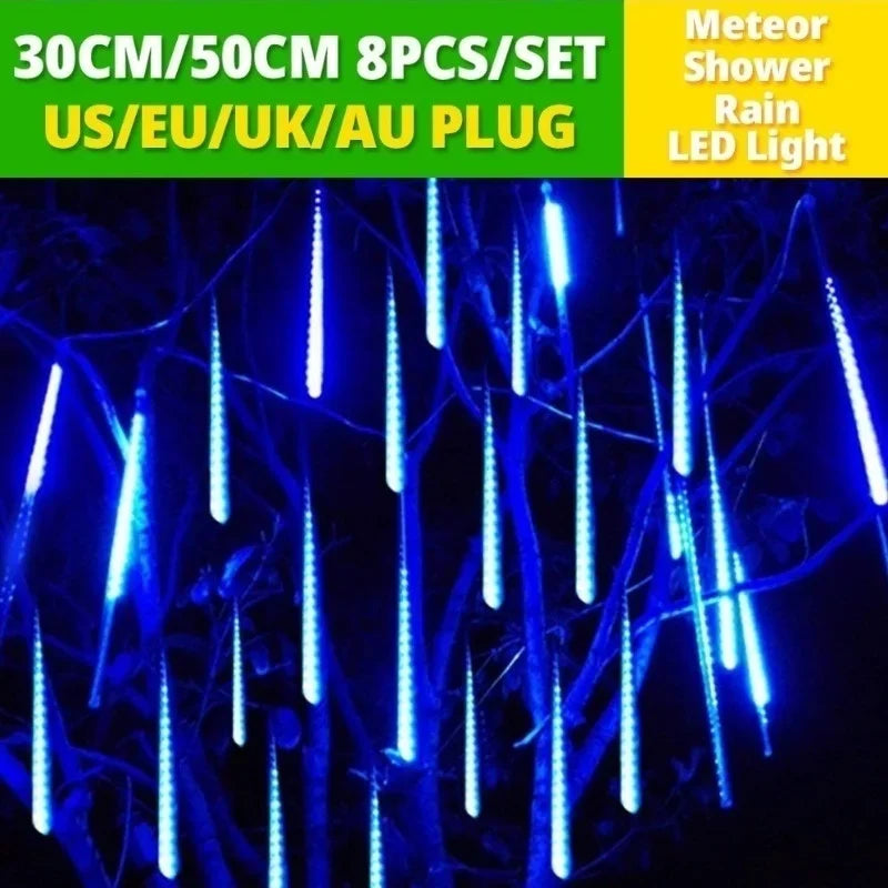 Waterproof Meteor Shower Rain 8 Tube LED String Lights – Outdoor Christmas Decoration