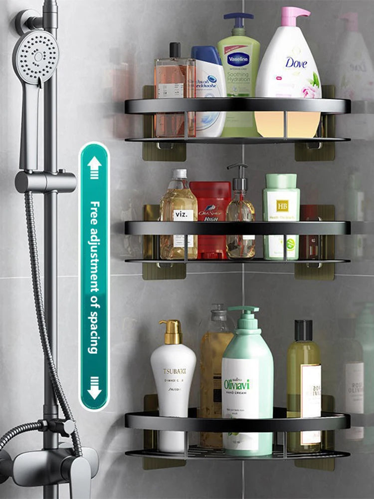 No-Drill Wall Corner Shelf – Bathroom Storage Organizer