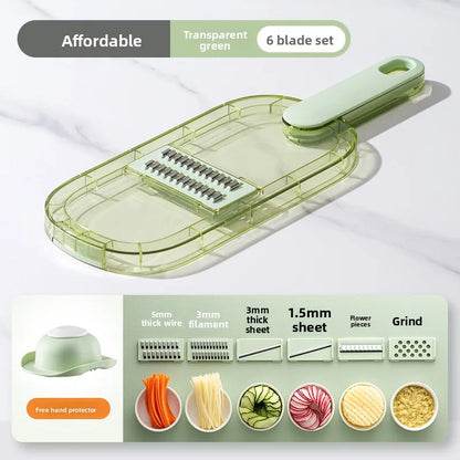 Household kitchen multi-functional slicing and shearing integrated vegetable cutting artifact