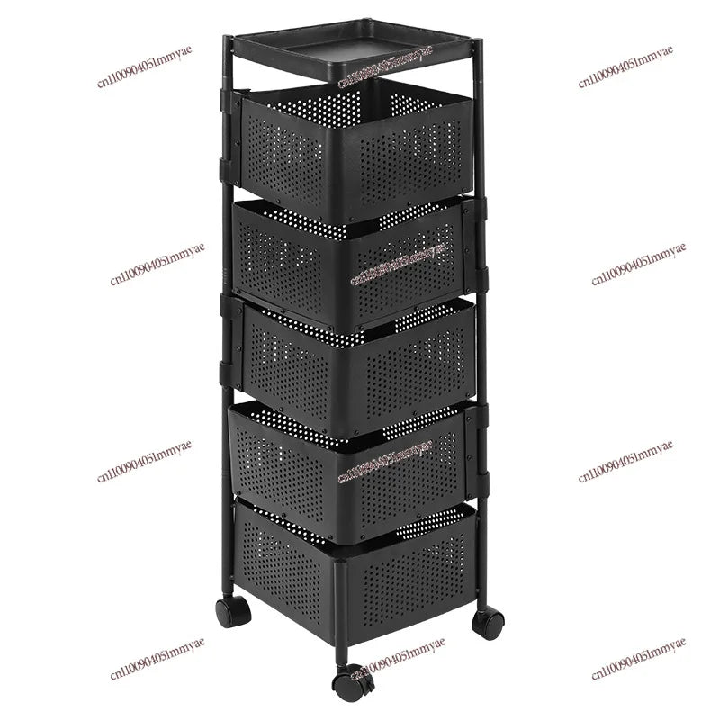 Rotating Kitchen Rack Multi-layer Fruit Vegetable Storage Rack with Wheels