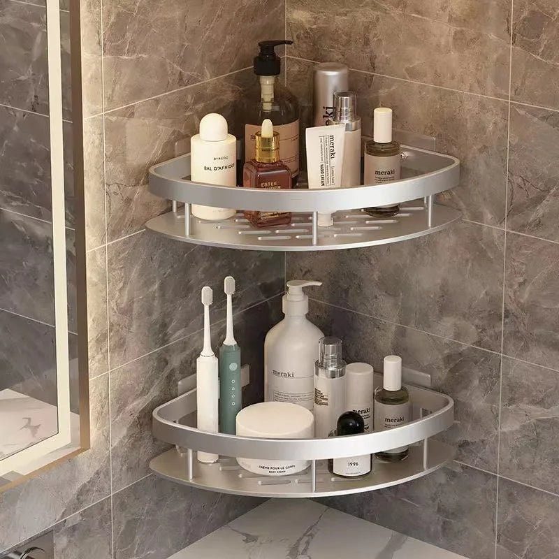 No-Drill Wall Corner Shelf – Bathroom Storage Organizer