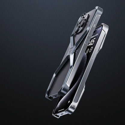 For IPHON 16 Promax Metal Rimless Phone Case For iPhone 13 12 14 15 16 Pro Max Aluminum Removable Heat Dissipation Armor Cover