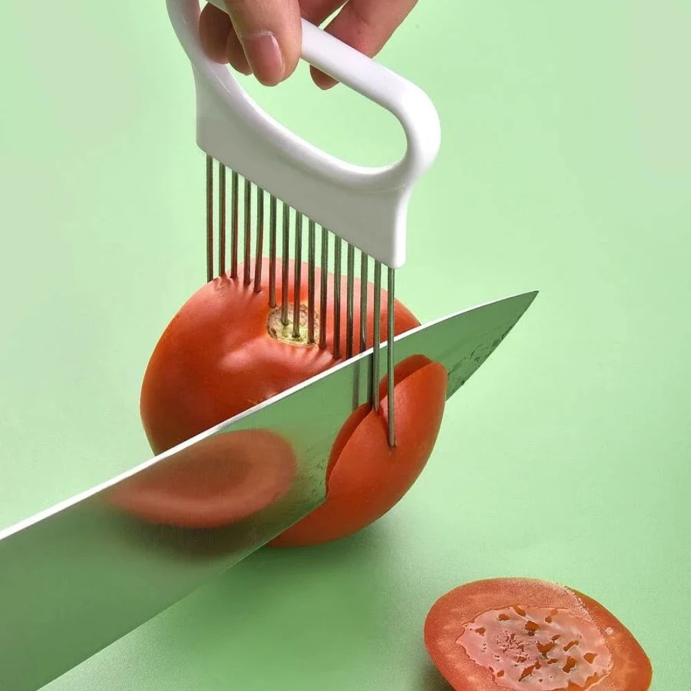 Stainless Steel Onion Slicer & Holder – Safe Kitchen Tool