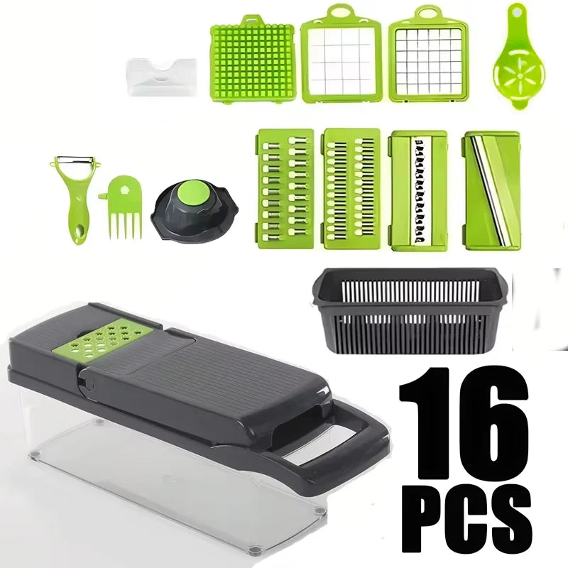 14/16-in-1 Vegetable Chopper Set – Food Processor & Slicer