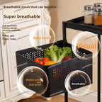 Rotating Kitchen Rack Multi-layer Fruit Vegetable Storage Rack with Wheels
