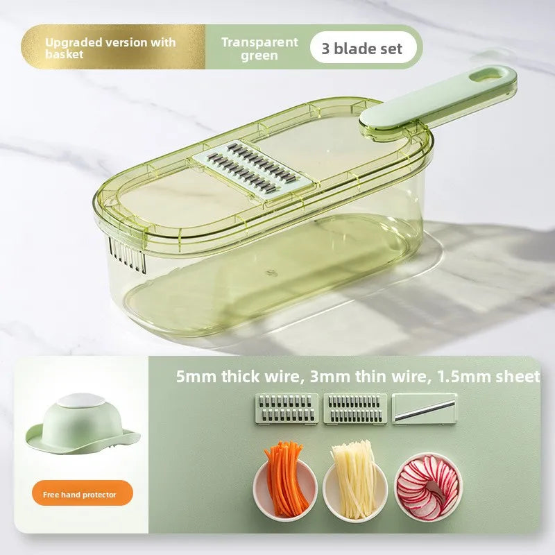 Household kitchen multi-functional slicing and shearing integrated vegetable cutting artifact