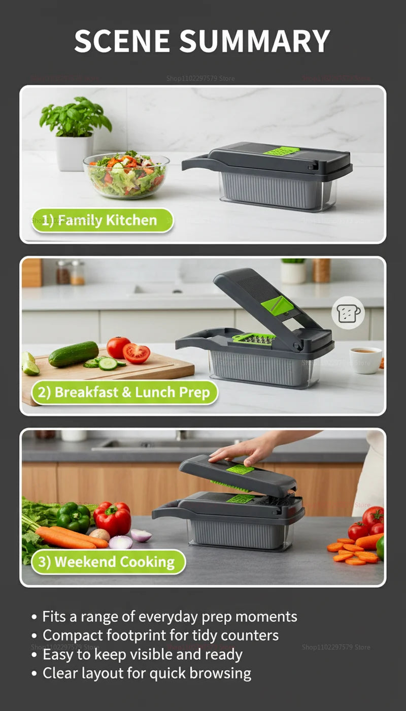 14/16-in-1 Vegetable Chopper Set – Food Processor & Slicer