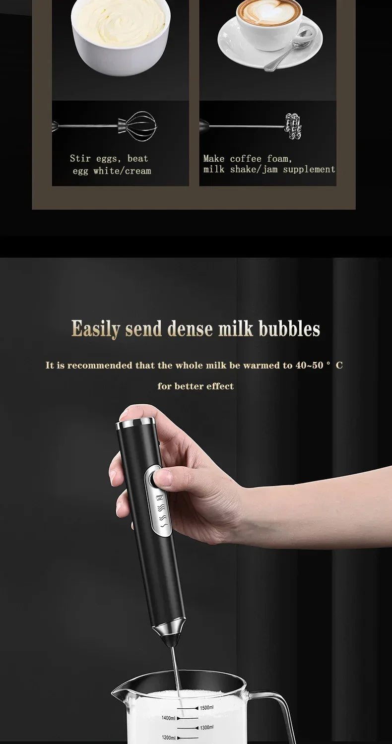 USB Electric Milk Frother – 3-Speed Coffee Foam Maker