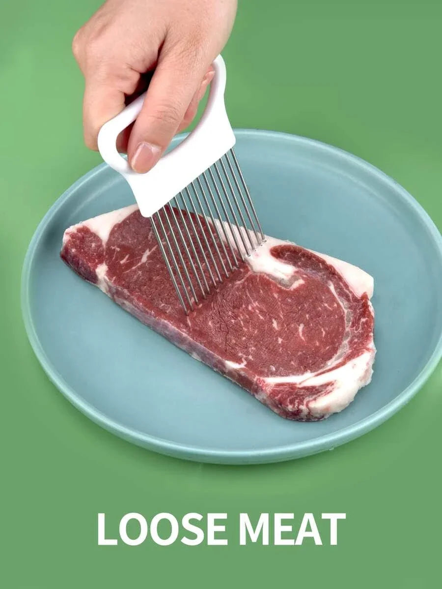 Stainless Steel Onion Slicer & Holder – Safe Kitchen Tool