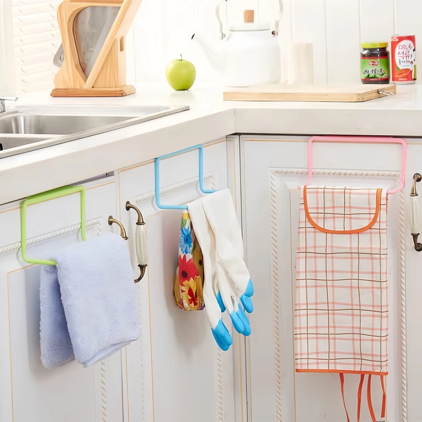 Kitchen Bathroom Single Towel Rack Plastic Debris Rag Hanger Bathroom Towel Rack Towel Bar Cabinet Door  Kitchen Accessories