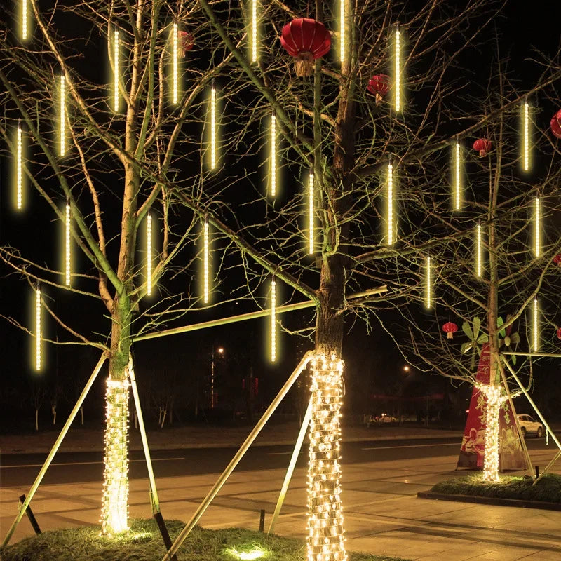 Waterproof Meteor Shower LED String Lights – Outdoor Decor