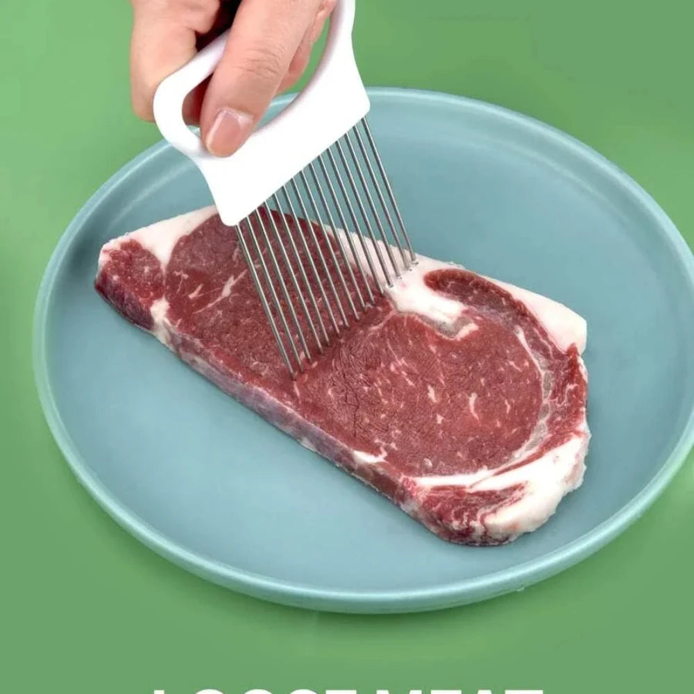 Stainless Steel Onion Slicer & Holder – Safe Kitchen Tool