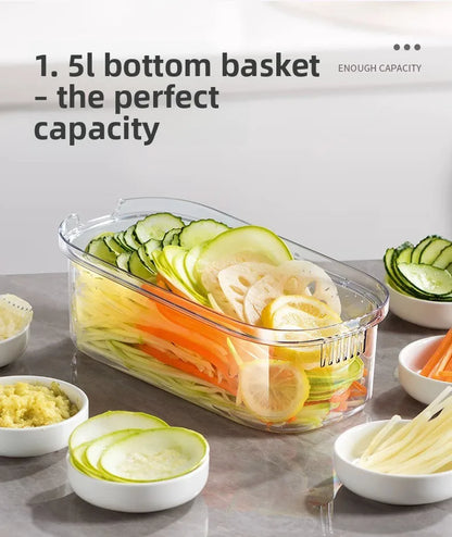 Household kitchen multi-functional slicing and shearing integrated vegetable cutting artifact