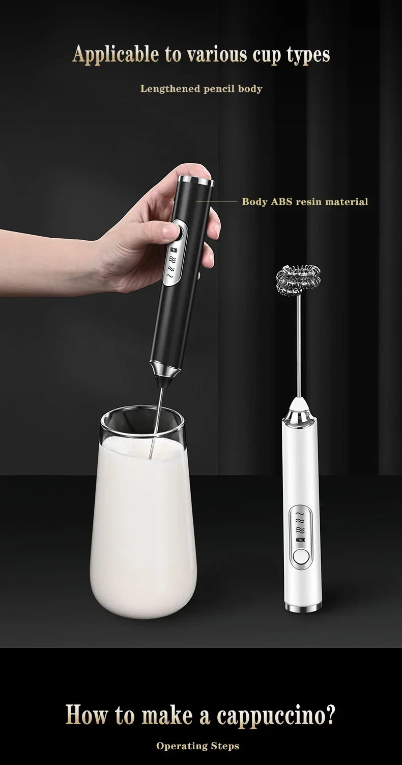 USB Electric Milk Frother – 3-Speed Coffee Foam Maker