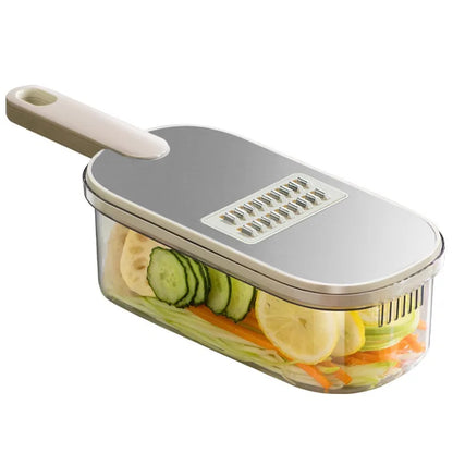Household kitchen multi-functional slicing and shearing integrated vegetable cutting artifact