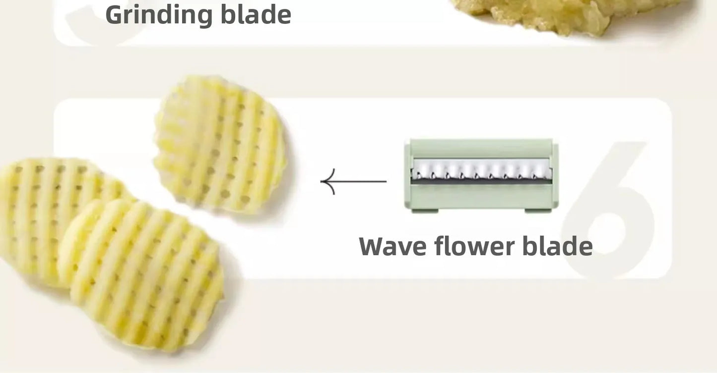 Household kitchen multi-functional slicing and shearing integrated vegetable cutting artifact