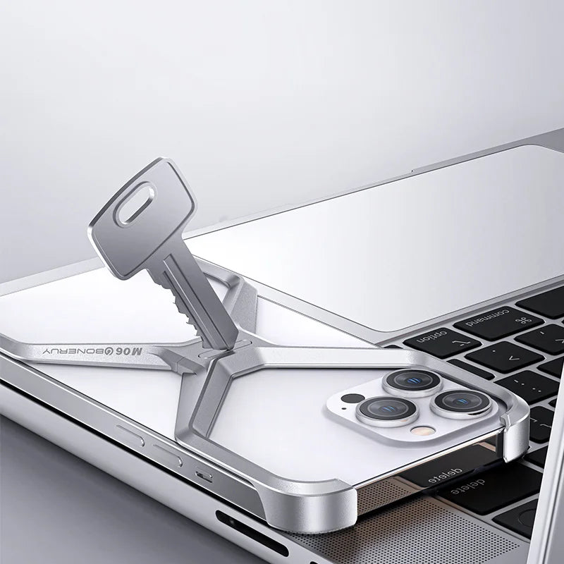 For IPHON 16 Promax Metal Rimless Phone Case For iPhone 13 12 14 15 16 Pro Max Aluminum Removable Heat Dissipation Armor Cover