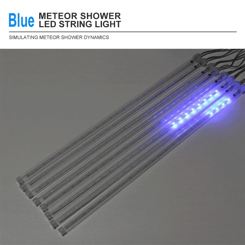 Waterproof Meteor Shower LED String Lights – Outdoor Decor
