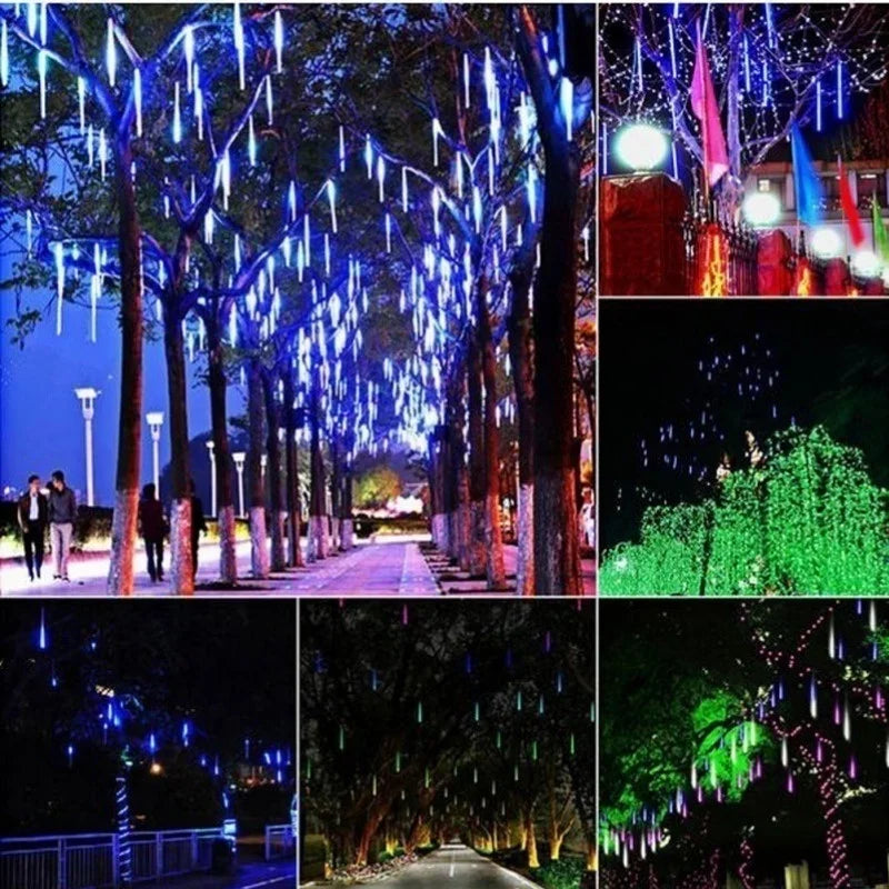 Waterproof Meteor Shower LED String Lights – Outdoor Decor