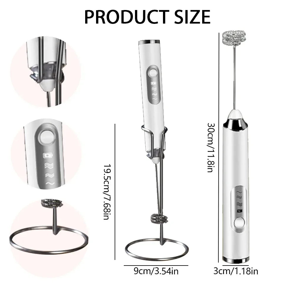 Cordless Electric Milk Frother Mini Coffee Egg Beater Kitchen Gadget