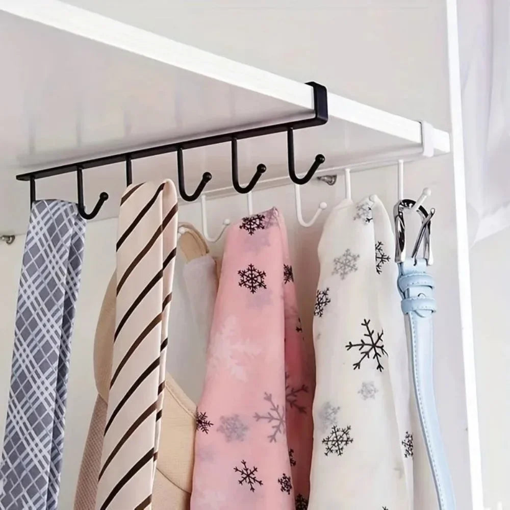 Cabinet Storage Hook – 6-Hook Kitchen & Wardrobe Organizer