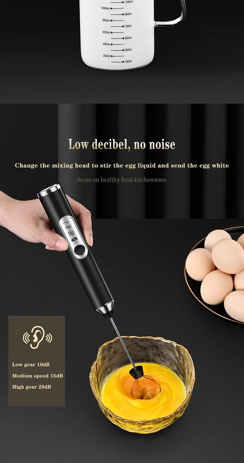 Cordless Electric Milk Frother Mini Coffee Egg Beater Kitchen Gadget