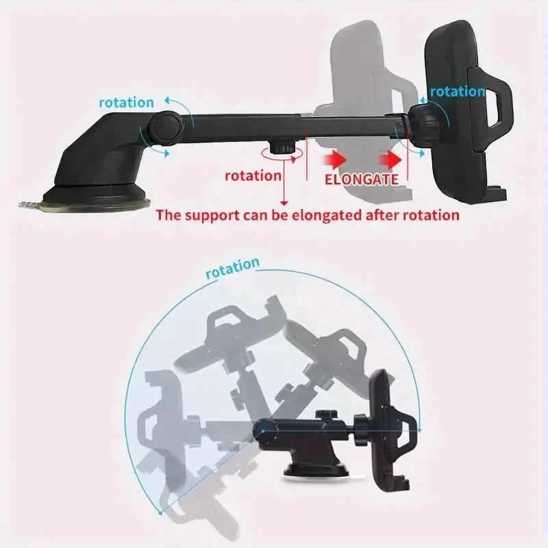 Universal 360° Rotatable Car Phone Holder Windshield Suction Cup & Air Vent Mount Stand for Cellphone Stable Car Phone Bracket